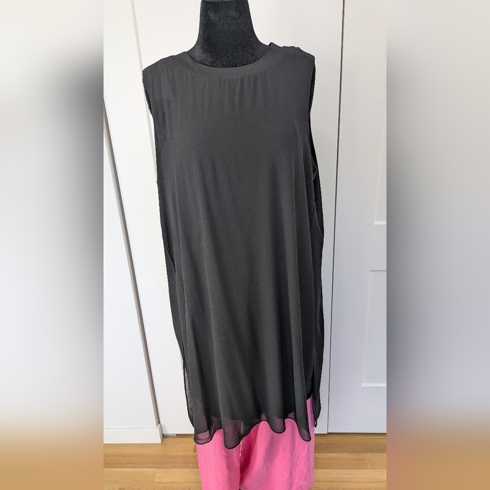 Lisa Rinna Collection Tulip Hem Sleeveless Black Tunic Dress Size 1X Chiffon - Picture 2 of 14